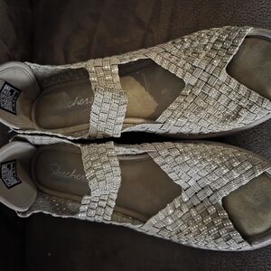 Skechers Women's Silver Woven Sandals